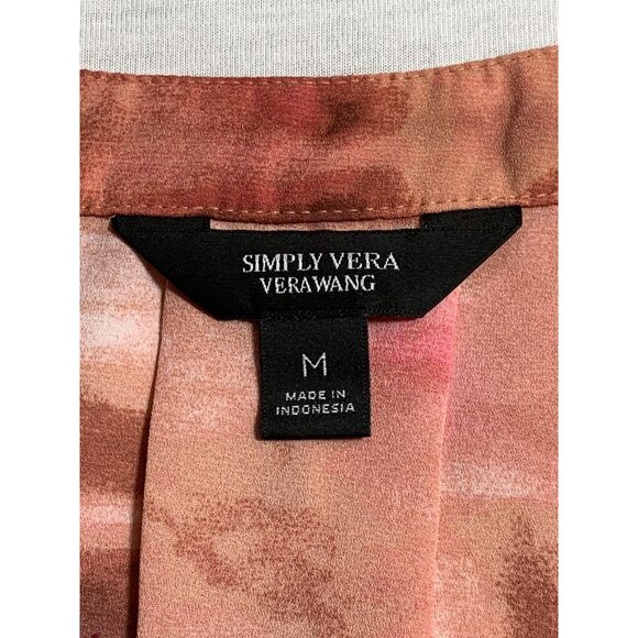 Simply Vera Vera Wang Womens V-Neck Blouse Abstract Print Polyester Medium - Picture 6 of 6